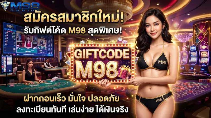 GIFTCODE M98 แจกโค้ดเครดิตฟรีล่าสุดเล่นสล็อตคาสิโนถอนได้จริง